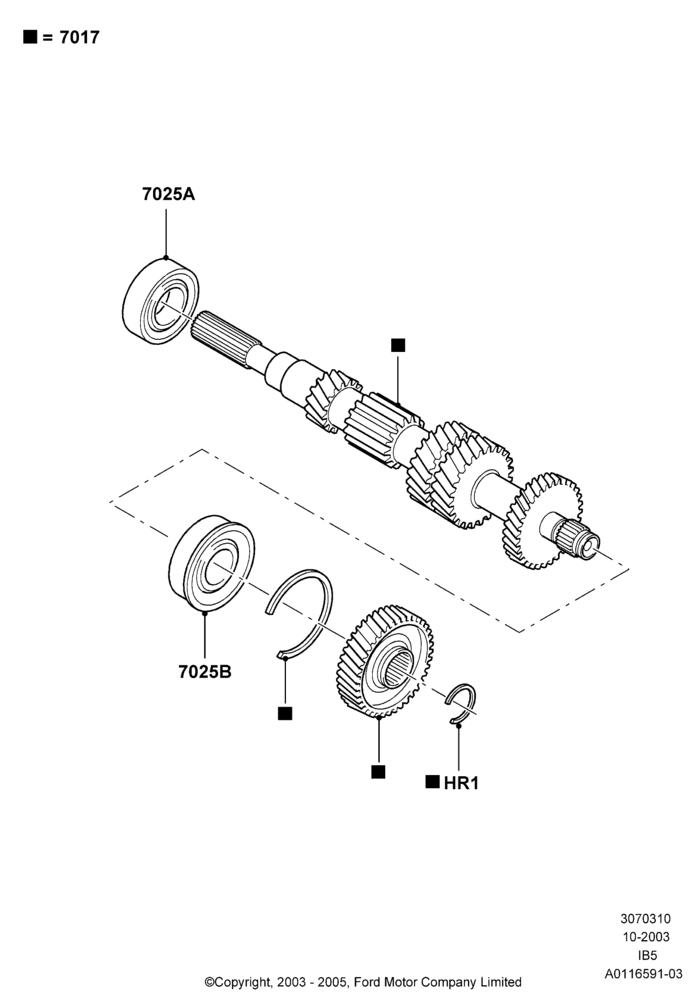 10B - Input Shaft, Gear Sets & Bearings, B5/IB5, CVH 2.0  EFI; 04/SEP/2003-05/APR/2004
