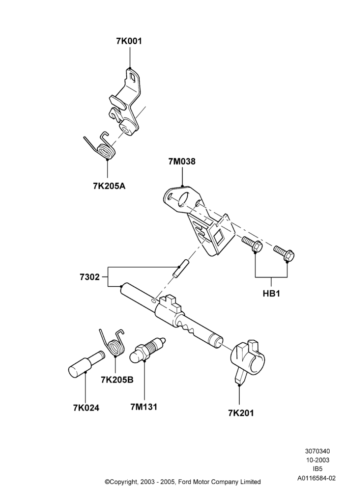 40C - Manual Transaxle Selector Mechanism, B5/IB5, CVH 2.0  EFI; 04/SEP/2003-05/APR/2004