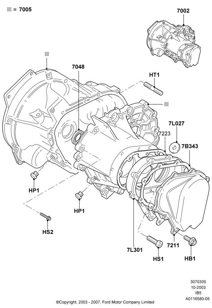 05B - Manual Transmission and Case, B5/IB5, CVH 2.0  EFI; 04/SEP/2003-05/APR/2004