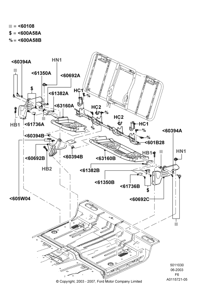 30B - Rear Seat Base, Crew Cab; 02/JUN/2003-18/AUG/2008