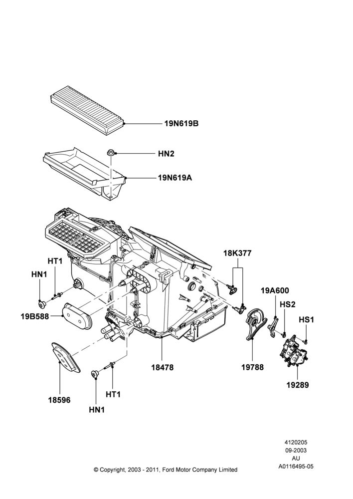 05B - Heater/Air Cond.External Components, Less Air Conditioning; 04/SEP/2003-03/MAR/2004