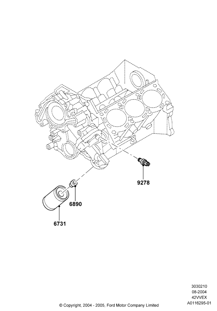 10B - Oil Cooler and Filter, 4.2L V6 12v OHV EFI; 23/AUG/2004-18/AUG/2008