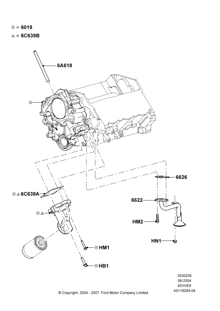05B - Oil Pump, 4.2L V6 12v OHV EFI; 23/AUG/2004-18/AUG/2008