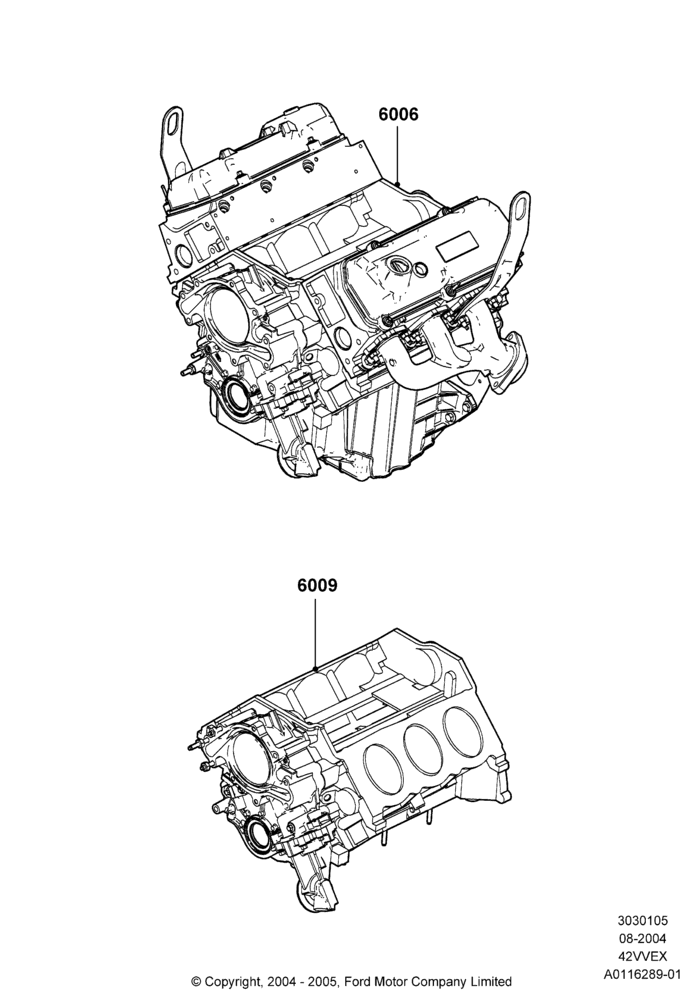 05B - Service Engine and Short Block, 4.2L V6 12v OHV EFI; 23/AUG/2004-18/AUG/2008