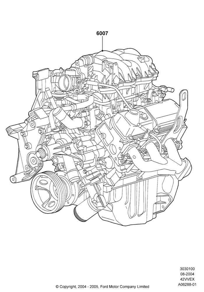 00B - Engine Assy Fully Dressed, 4.2L V6 12v OHV EFI; 23/AUG/2004-18/AUG/2008