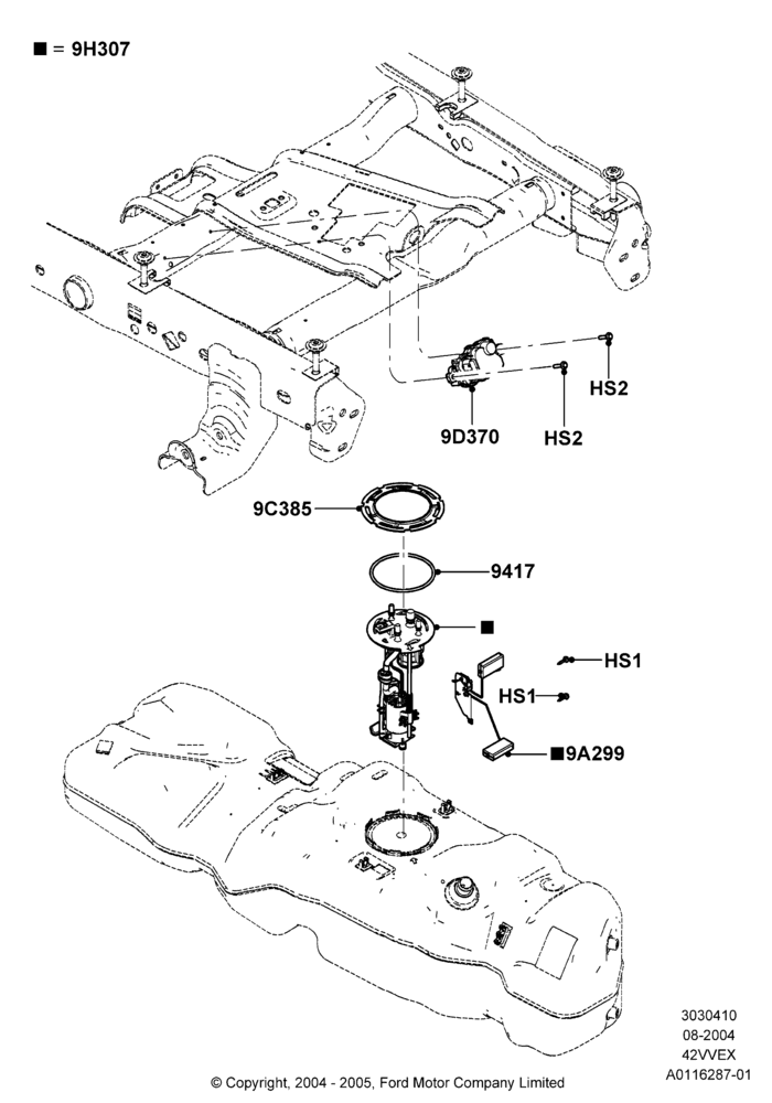 10B - Fuel Pump And Sender Unit, 126"/3200MM Wheelbase, 4.2L V6 12v OHV EFI; 23/AUG/2004-08/AUG/2005
