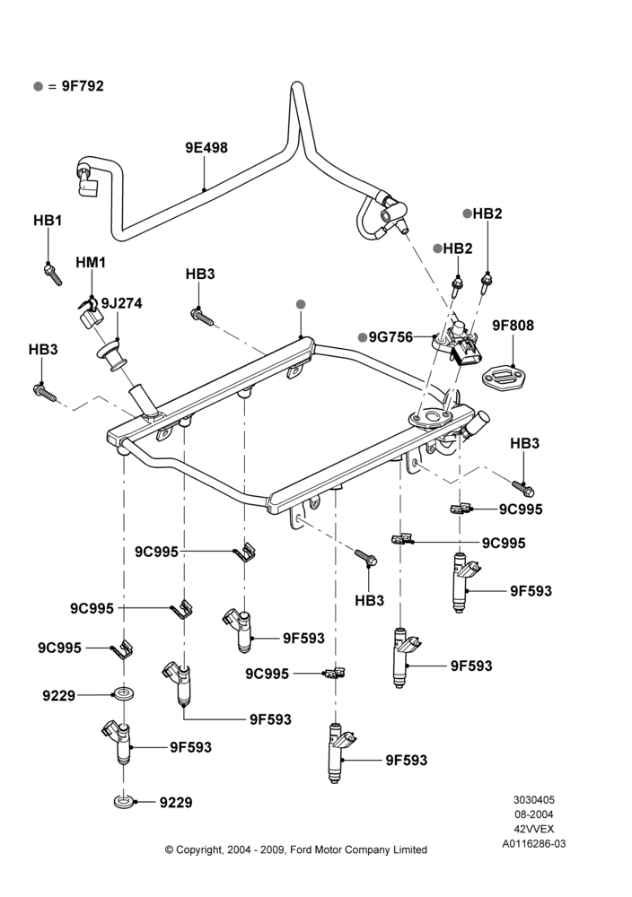 05B - Fuel Injectors and Pipes, 4.2L V6 12v OHV EFI; 23/AUG/2004-18/AUG/2008