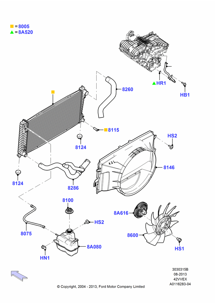 Radiator/Coolant Overflow Container, 4.2L V6 12v OHV EFI