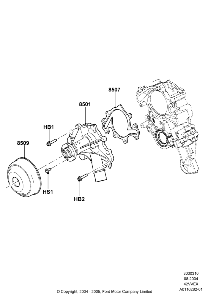 Water Pump, 4.2L V6 12v OHV EFI