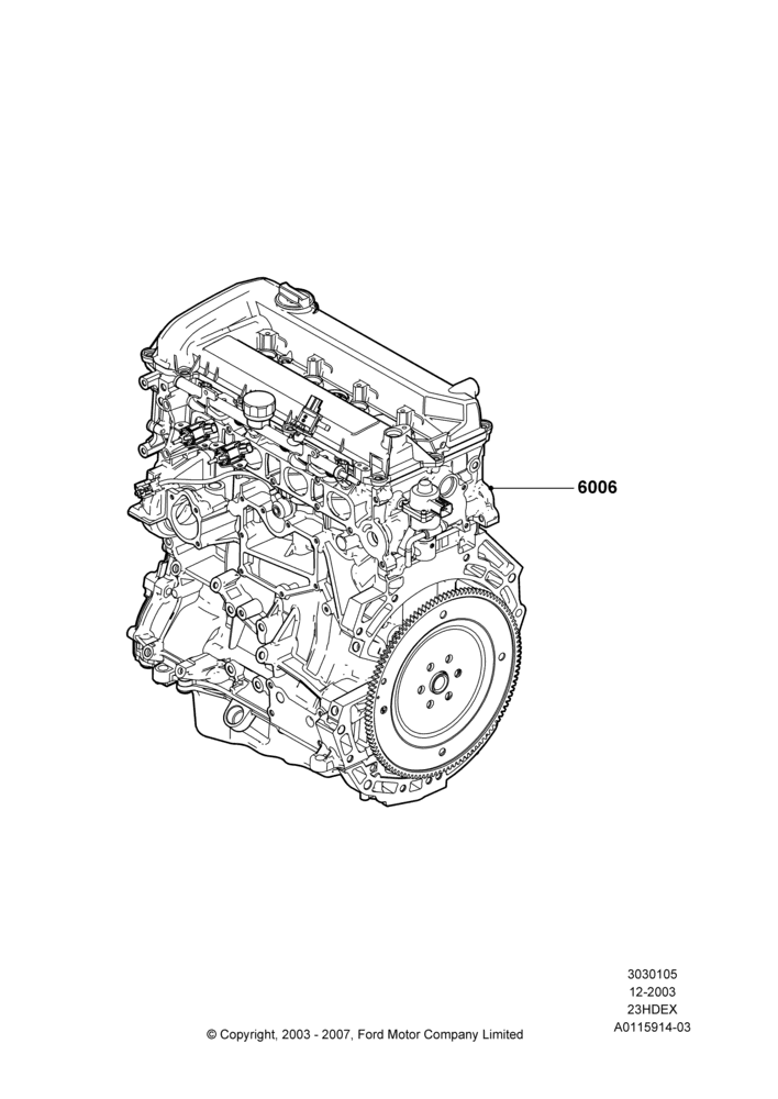 05B - Service Engine and Short Block, 2.3L Duratec-HE (145PS) - MI4; 22/DEC/2003-01/MAY/2006