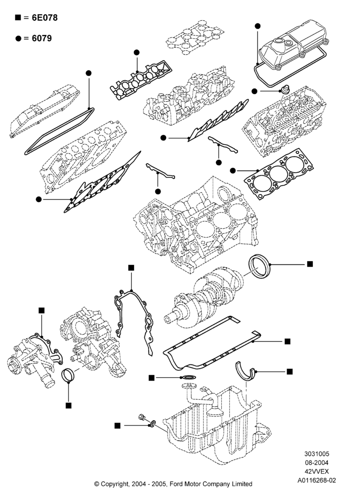 05B - Engine Gasket Kits, 4.2L V6 12v OHV EFI; 23/AUG/2004-18/AUG/2008