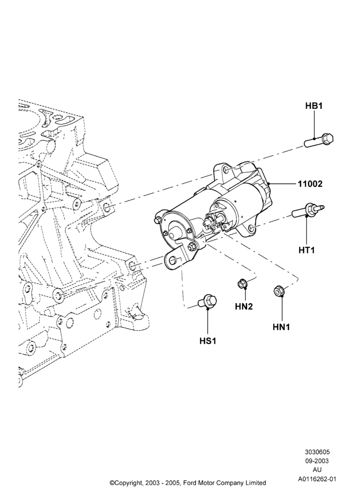 05A - Starter Motor, 2.3L Duratec-HE (145PS) - MI4; 04/SEP/2003-27/AUG/2007