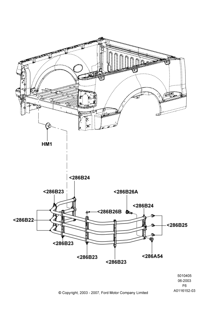05G - Pick Up Box/Tailgate and Tonneau, Pickup Box Extender, Production Installed; 02/JUN/2003-18/AUG/2008