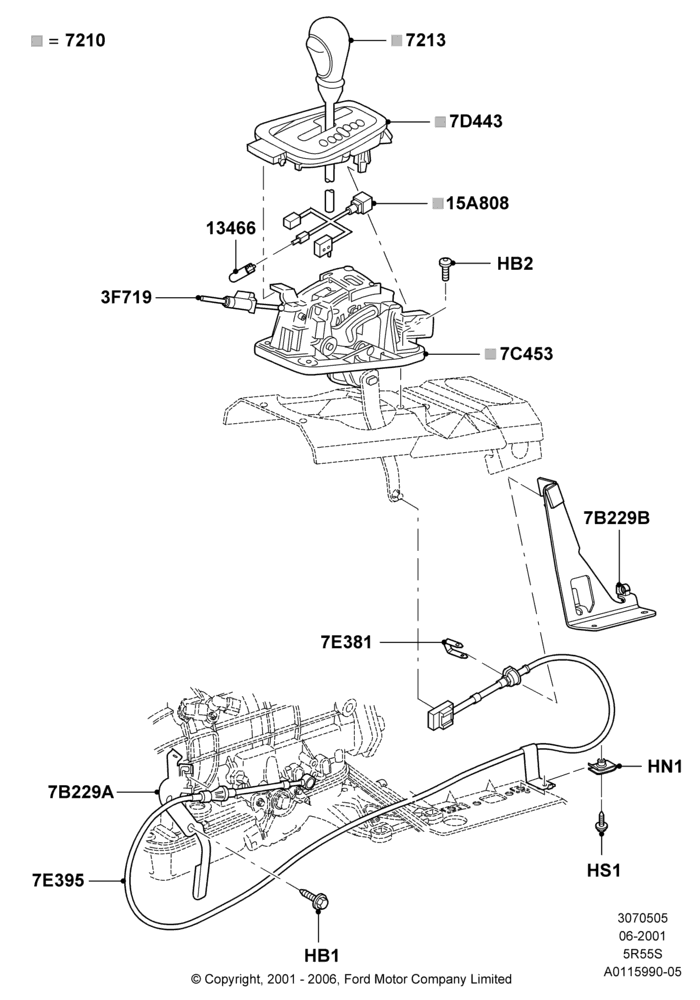 05B - Gear Change-Automatic Transmission, 3.9L Dohc EFI NA V8 Gas*HP, 5 Speed Auto Transmission 5R55S; 18/NOV/2002-18/JUL/2005