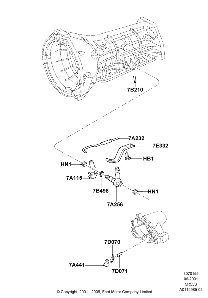 55B - Transmission Control Mechanisms, 3.9L Dohc EFI NA V8 Gas*HP, 5 Speed Auto Transmission 5R55S; 18/NOV/2002-01/JUL/2005