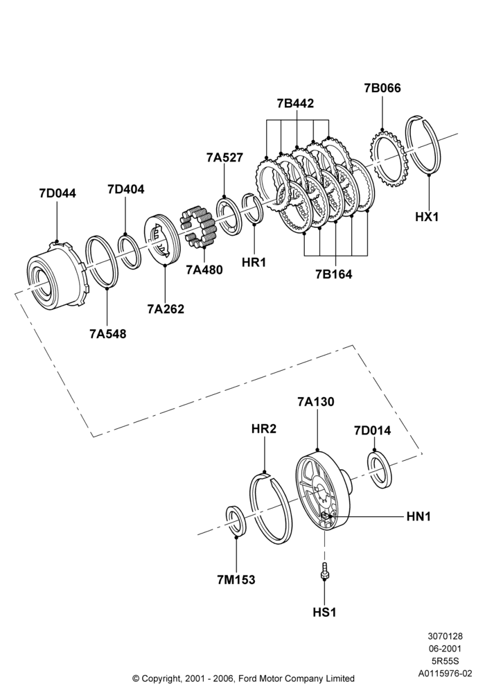 28B - Direct Clutch and Components, 3.9L Dohc EFI NA V8 Gas*HP, 5 Speed Auto Transmission 5R55S; 18/NOV/2002-01/JUL/2005