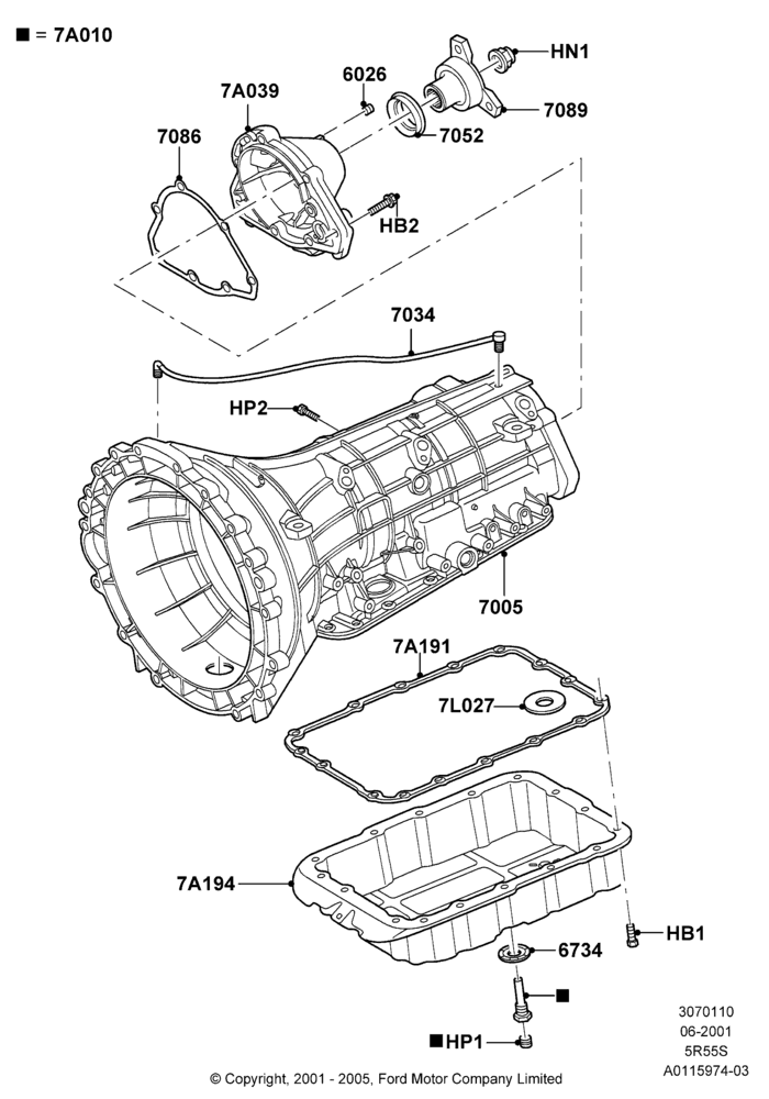 10B - Transmission External Components, 3.9L Dohc EFI NA V8 Gas*HP, 5 Speed Auto Transmission 5R55S; 18/NOV/2002-01/JUL/2005