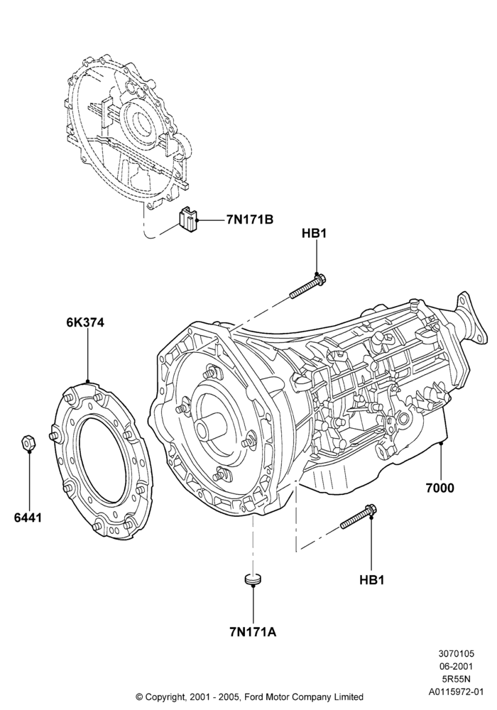 05C - Transmission & Speedometer Drive, 3.9L Dohc EFI NA V8 Gas*HP, 5 Speed Auto Transmission 5R55S; 18/NOV/2002-01/JUL/2005