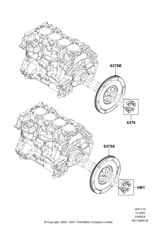 10B - Flywheel, 2.3L Duratec-HE (145PS) - MI4; 22/DEC/2003-01/MAY/2006