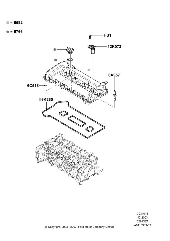 15B - Cylinder Head Cover, 2.3L Duratec-HE (145PS) - MI4; 22/DEC/2003-01/MAY/2006