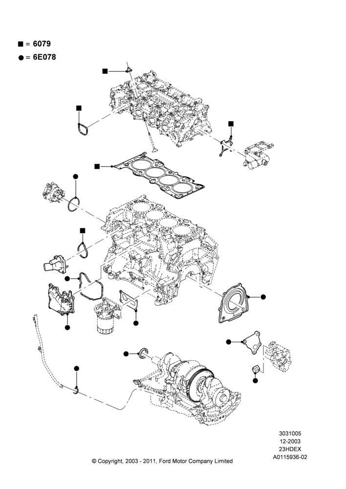 05B - Engine Gasket Kits, 2.3L Duratec-HE (145PS) - MI4; 22/DEC/2003-01/MAY/2006