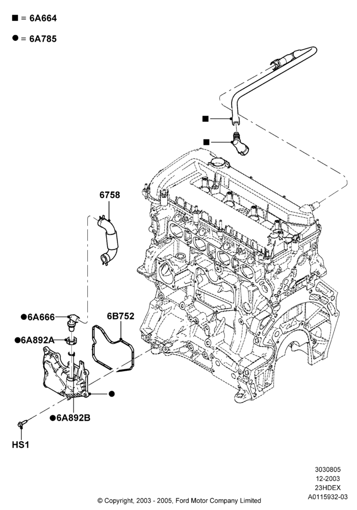 05B - Emission Control - Crankcase, 2.3L Duratec-HE (145PS) - MI4; 22/DEC/2003-01/MAY/2006