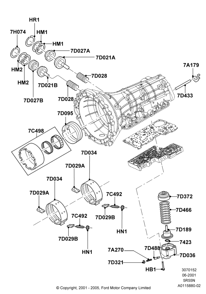 52B - Servos and Accumulators, 3.9L Dohc EFI NA V8 Gas*HP, 5 Spd Auto Trans NAAO 5R55N; 04/JUN/2001-18/NOV/2002