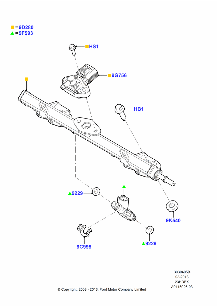 05B - Fuel Injectors and Pipes, 2.3L Duratec-HE (145PS) - MI4; 22/DEC/2003-01/MAY/2006