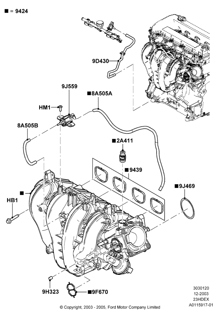 20B - Intake Manifold, 2.3L Duratec-HE (145PS) - MI4; 22/DEC/2003-01/MAY/2006
