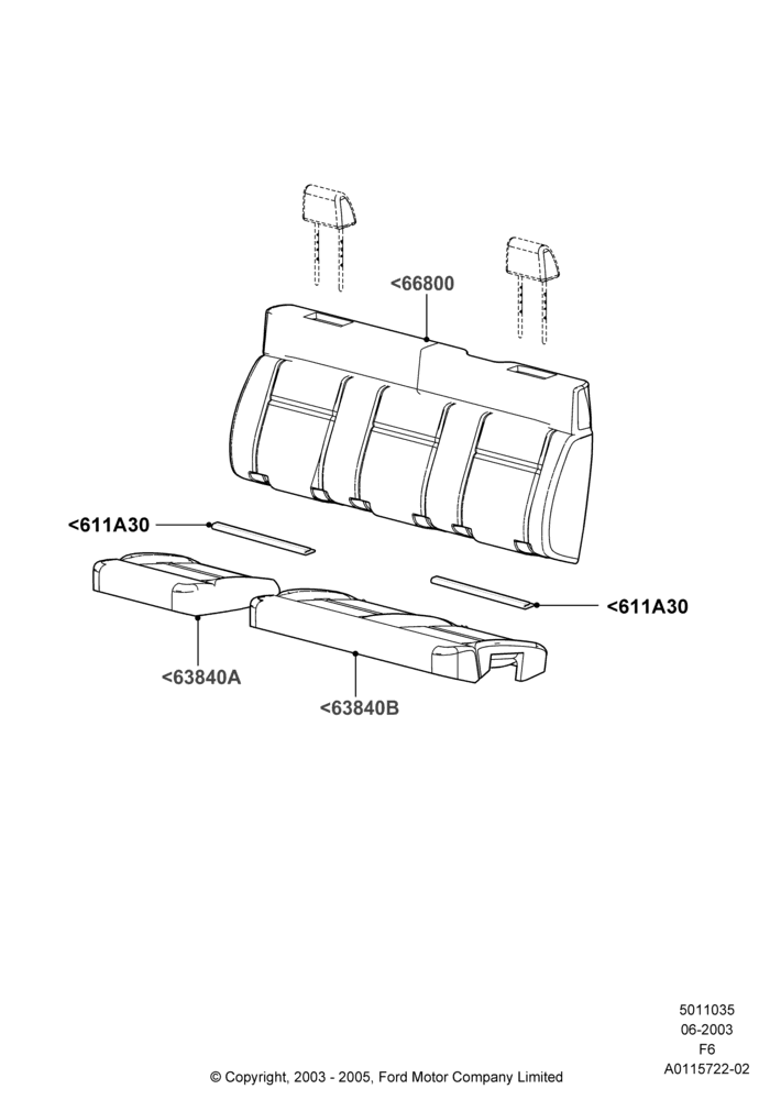 35B - Rear Seat Pads/Valances & Heating, Crew Cab, Less 2nd Row Folding Armrests; 02/JUN/2003-18/AUG/2008