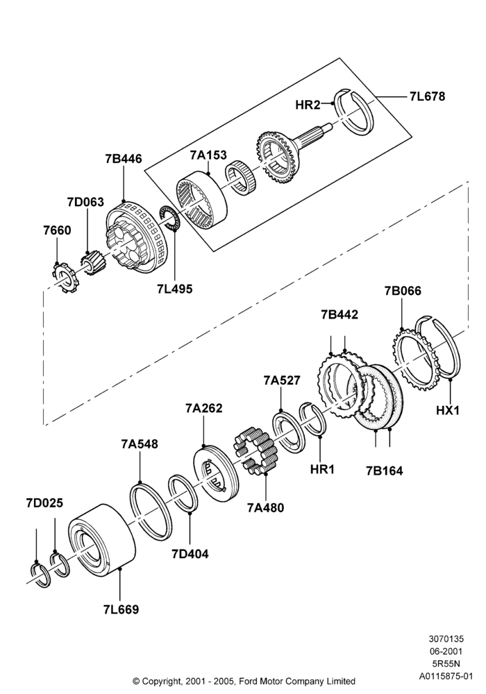 35B - Overdrive Clutch and Components, 3.9L Dohc EFI NA V8 Gas*HP, 5 Spd Auto Trans NAAO 5R55N; 04/JUN/2001-18/NOV/2002