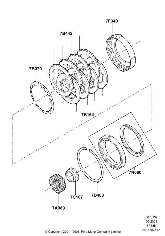 32B - Intermediate Clutch and Components, 3.9L Dohc EFI NA V8 Gas*HP, 5 Spd Auto Trans NAAO 5R55N; 04/JUN/2001-18/NOV/2002