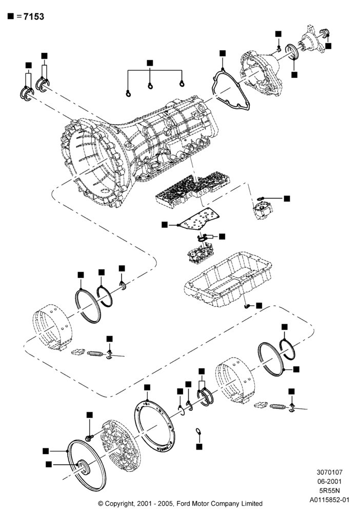 07B - Automatic Transmission Gasket Kits, 3.9L Dohc EFI NA V8 Gas*HP, 5 Spd Auto Trans NAAO 5R55N; 04/JUN/2001-18/NOV/2002