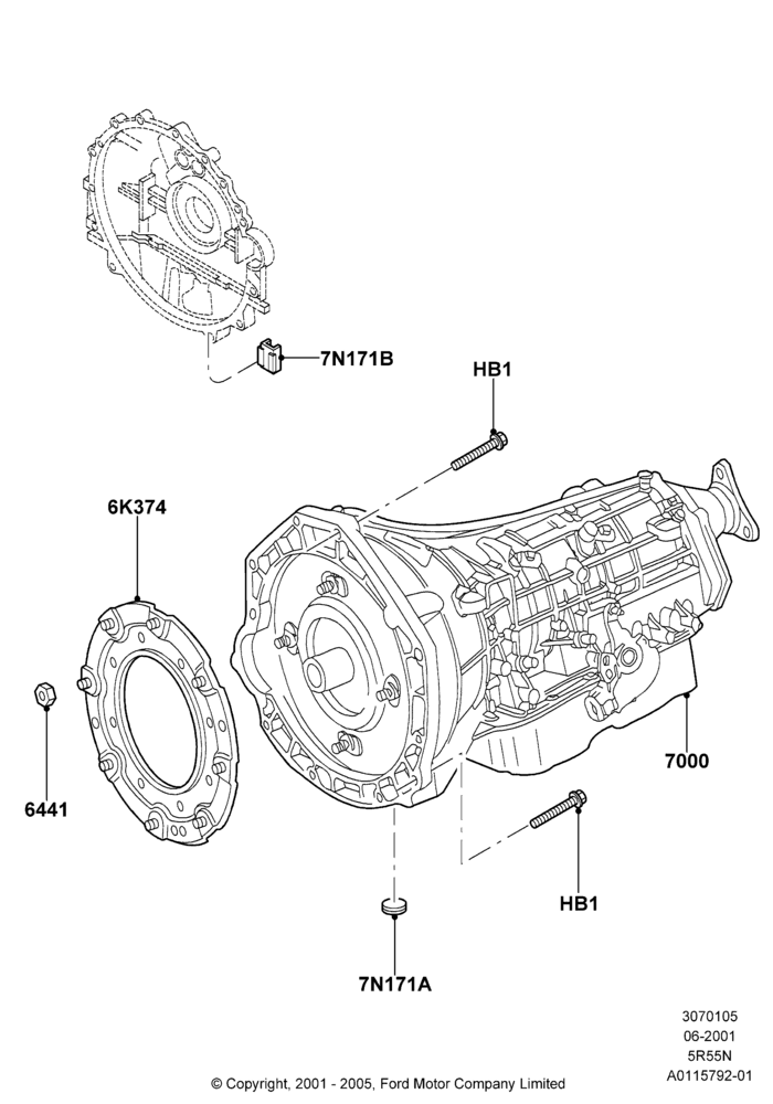 05C - Transmission & Speedometer Drive, 3.9L Dohc EFI NA V8 Gas*HP, 5 Spd Auto Trans NAAO 5R55N; 04/JUN/2001-18/NOV/2002