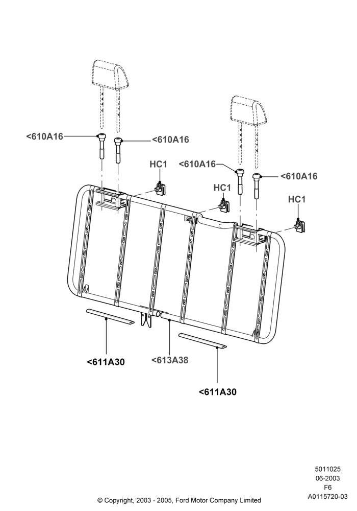 25B - Rear Seat Back, Crew Cab, Less 2nd Row Folding Armrests; 02/JUN/2003-18/AUG/2008