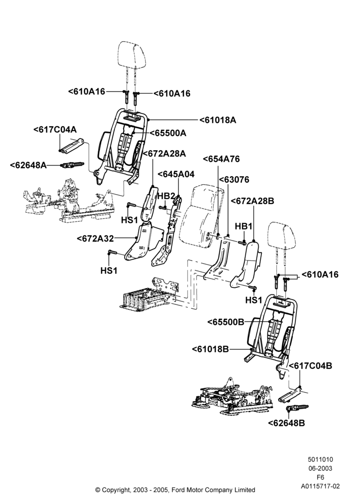 10F - Front Seat Back, Crew Cab, With 40/20/40 Split Bench Frnt Seat, With Sport 40/20/40 Front Seat; 02/JUN/2003-23/AUG/2004