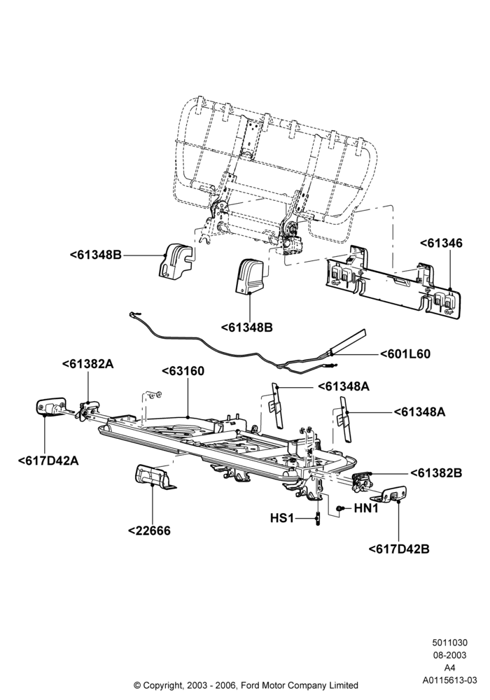30D - Rear Seat Base, All Third Row Seating; 25/AUG/2003-02/JAN/2007