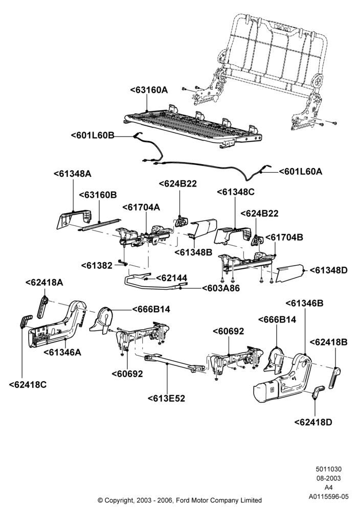 30C - Rear Seat Base, 2nd Row Bench Seat - 2 Passenger; 25/AUG/2003-02/JAN/2007