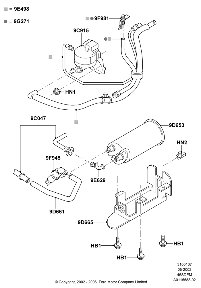 07B - Fuel Vapour System, 4.6 DOHC EFI S/C, Cobra; 06/MAY/2002-12/MAY/2004