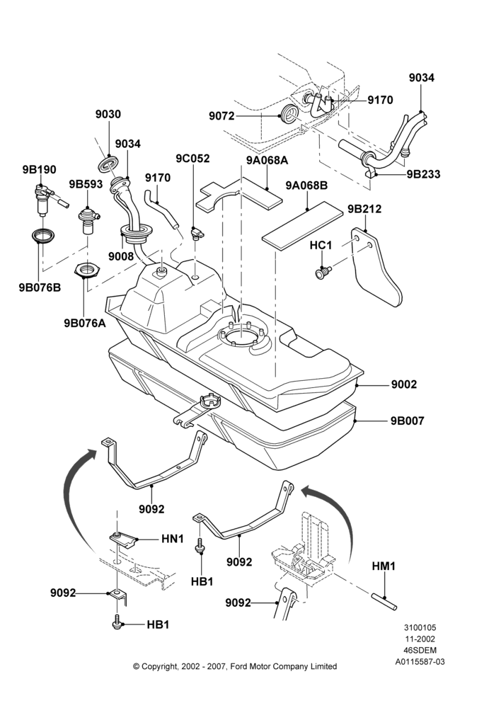 05C - Fuel Tank, 4.6L DOHC V8 EFI, V8 Appearance Group; 04/NOV/2002-12/MAY/2004