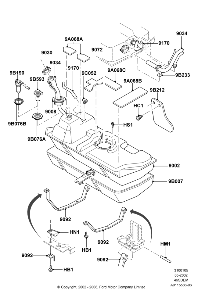 05B - Fuel Tank, 4.6 DOHC EFI S/C; 06/MAY/2002-12/MAY/2004