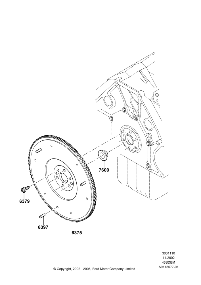 10C - Flywheel, 4.6L DOHC V8 EFI, V8 Appearance Group, For Manual Transmission; 04/NOV/2002-12/MAY/2004