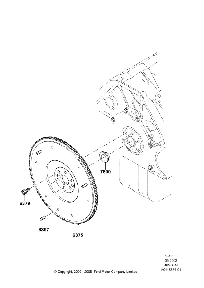 10B - Flywheel, 4.6 DOHC EFI S/C, Cobra; 06/MAY/2002-12/MAY/2004