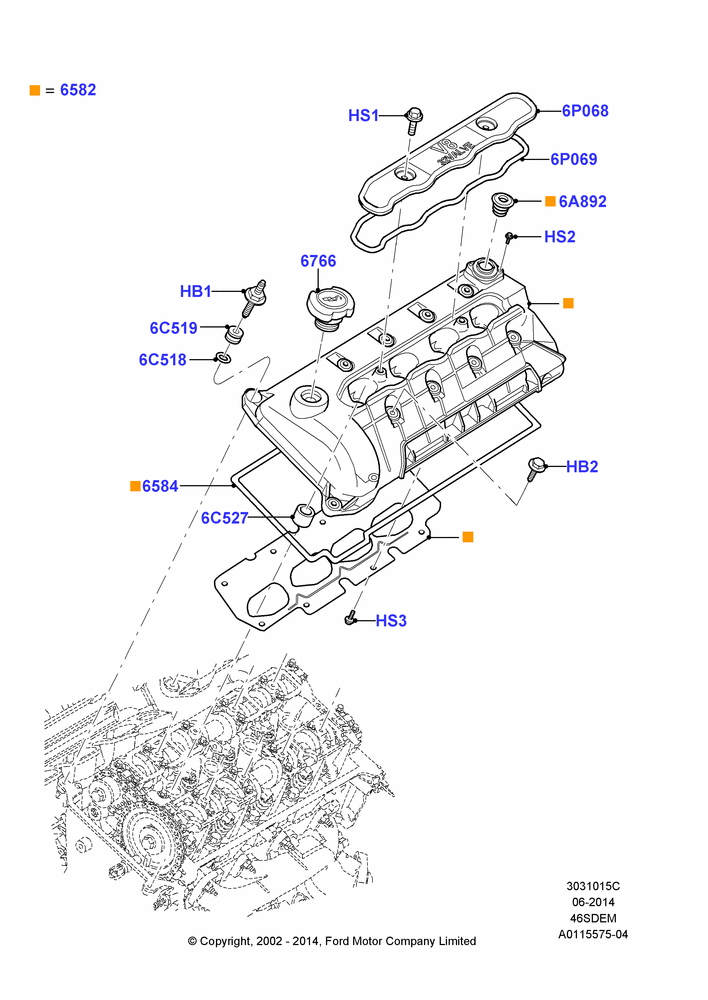 15C - Cylinder Head Cover, 4.6L DOHC V8 EFI, V8 Appearance Group; 04/NOV/2002-12/MAY/2004