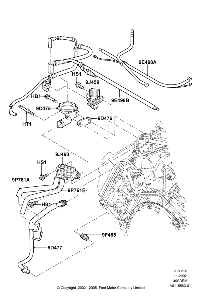 Exhaust Gas Recirculation, 4.6L DOHC V8 EFI, V8 Appearance Group