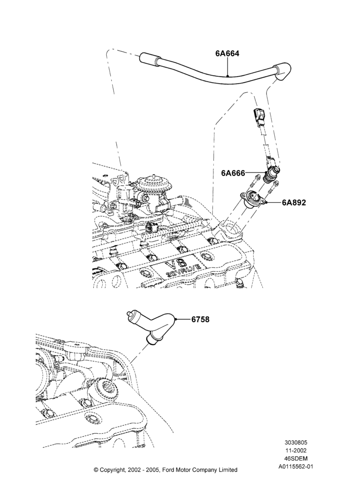05C - Emission Control - Crankcase, 4.6L DOHC V8 EFI, V8 Appearance Group; 04/NOV/2002-12/MAY/2004