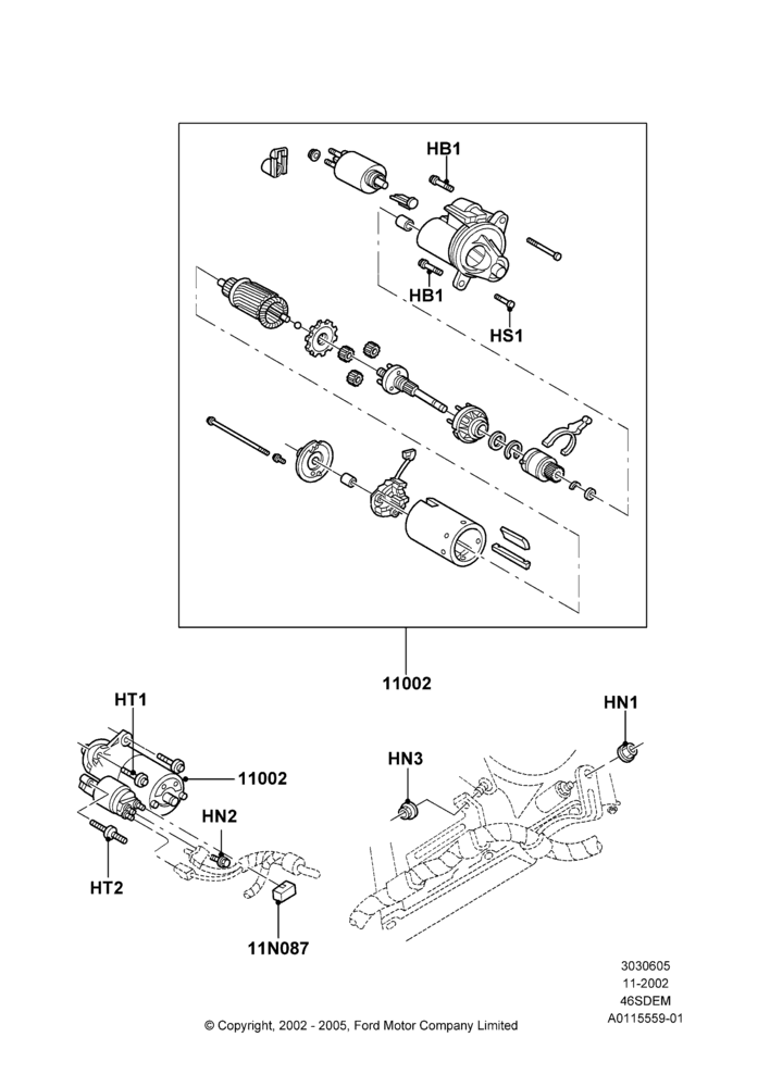 05C - Starter Motor, 4.6L DOHC V8 EFI, V8 Appearance Group; 04/NOV/2002-12/MAY/2004