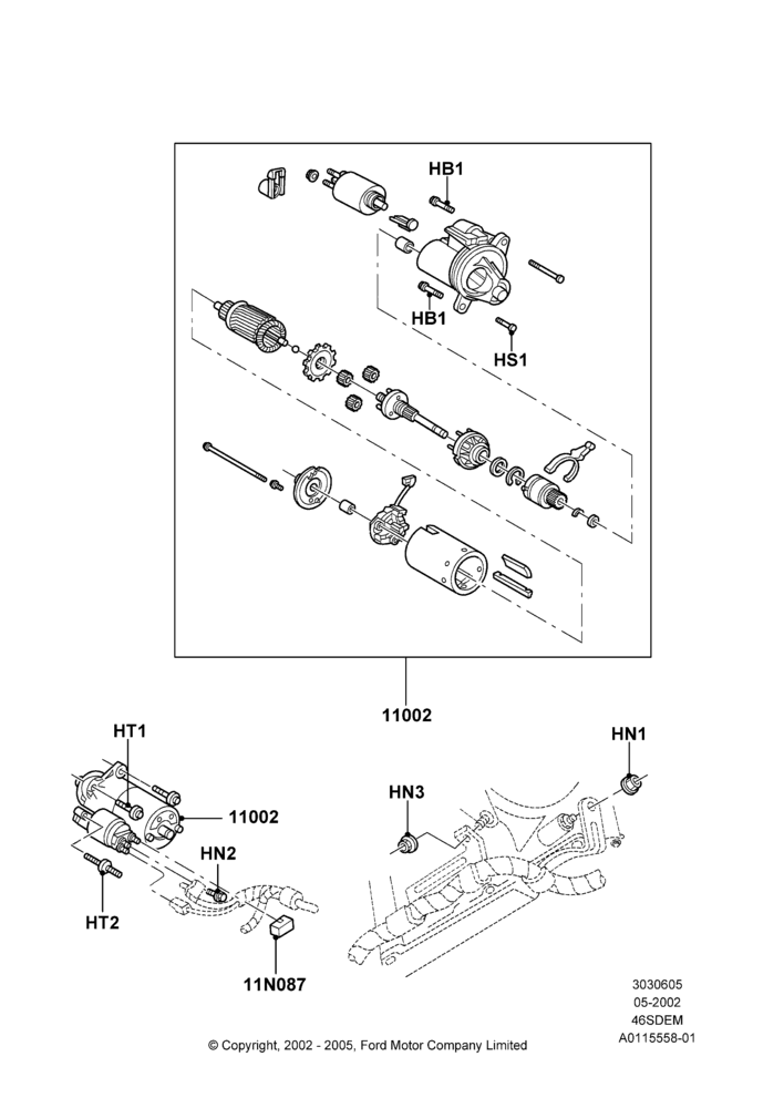 05B - Starter Motor, 4.6 DOHC EFI S/C, Cobra; 06/MAY/2002-12/MAY/2004
