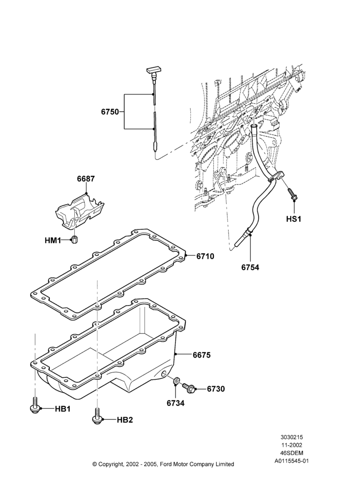 15C - Oil Pan/Oil Level Indicator, 4.6L DOHC V8 EFI, V8 Appearance Group; 04/NOV/2002-12/MAY/2004