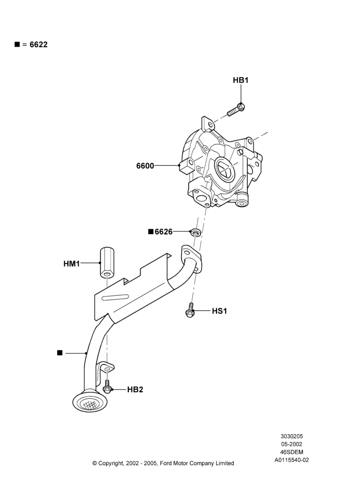 05B - Oil Pump, 4.6 DOHC EFI S/C, Cobra; 06/MAY/2002-12/MAY/2004